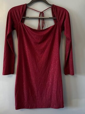 Wine colored sparkly bodycon  mini dress